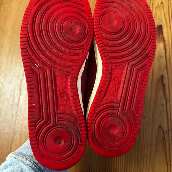 Nike Air Force 1 red textile low top lace sneakers SIZE 9 - Picture 5 of 9